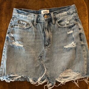 Distressed Pistola Denim Mini Skirt, size 26, perfect condition